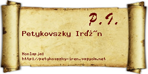 Petykovszky Irén névjegykártya